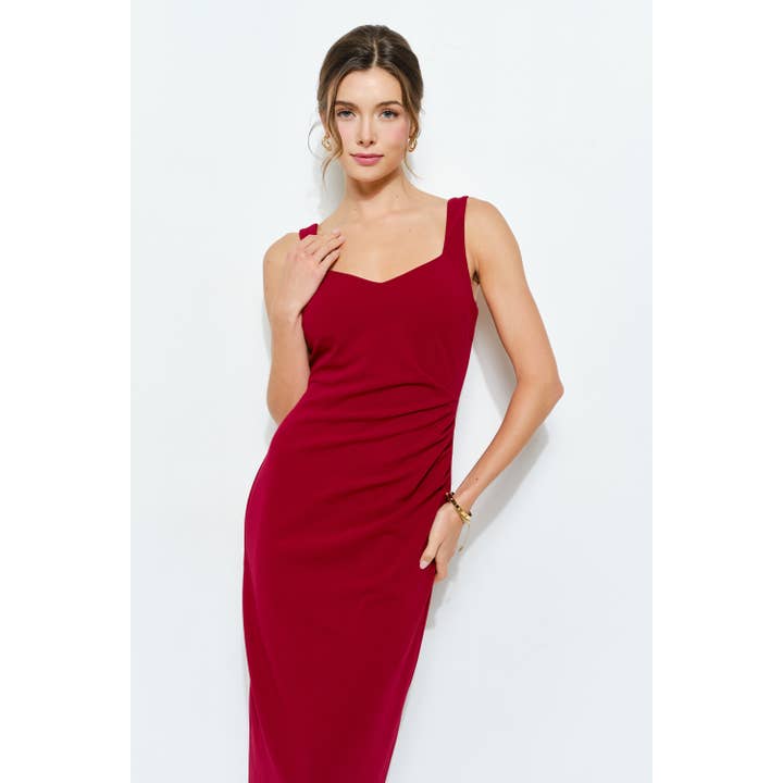 INA - Wholesale Dress - Women's - Knit Crepe Bodycon Midi with Princess Neckline5