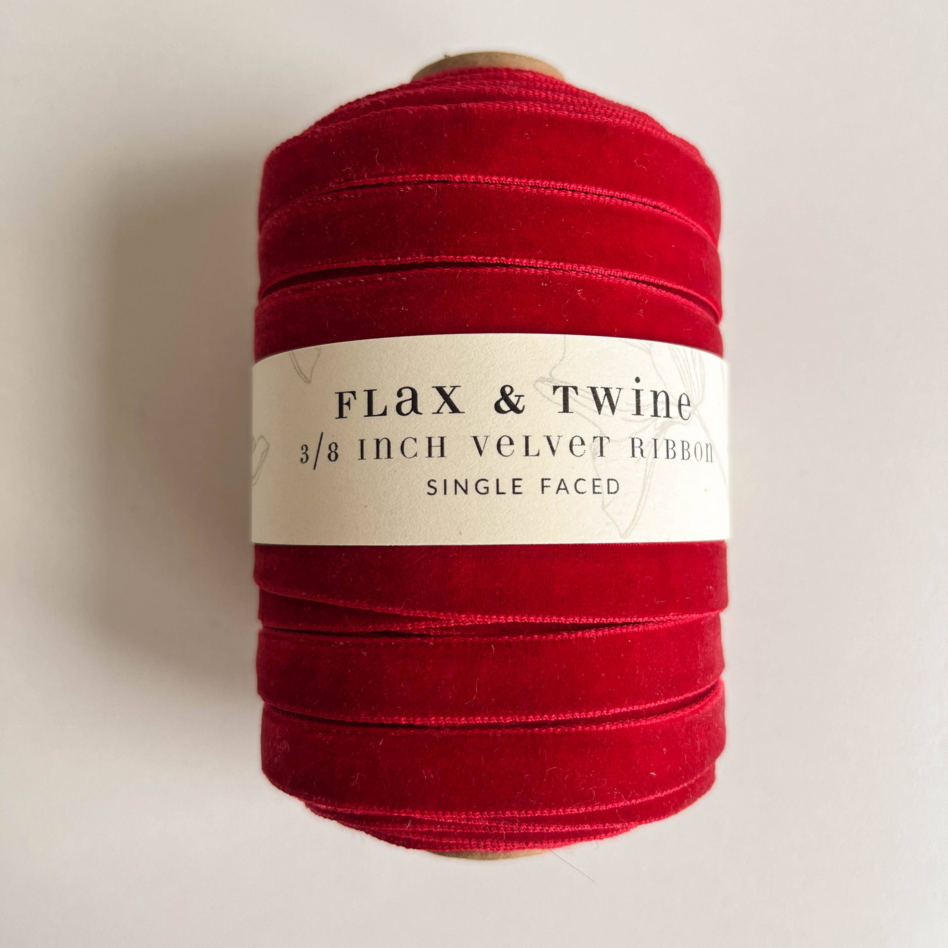 Flax & Twine - Wholesale Ribbon - Gift Wrapping - Flax & Twine 3/8" Velvet Ribbon - 30 Yards4