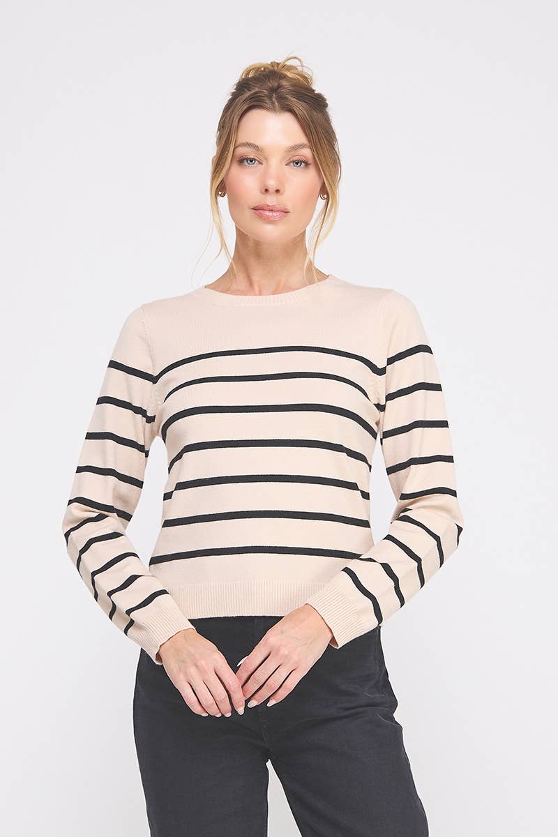 Allie Rose - Wholesale Knit Top - Women's - Fine gauge striped sweater5