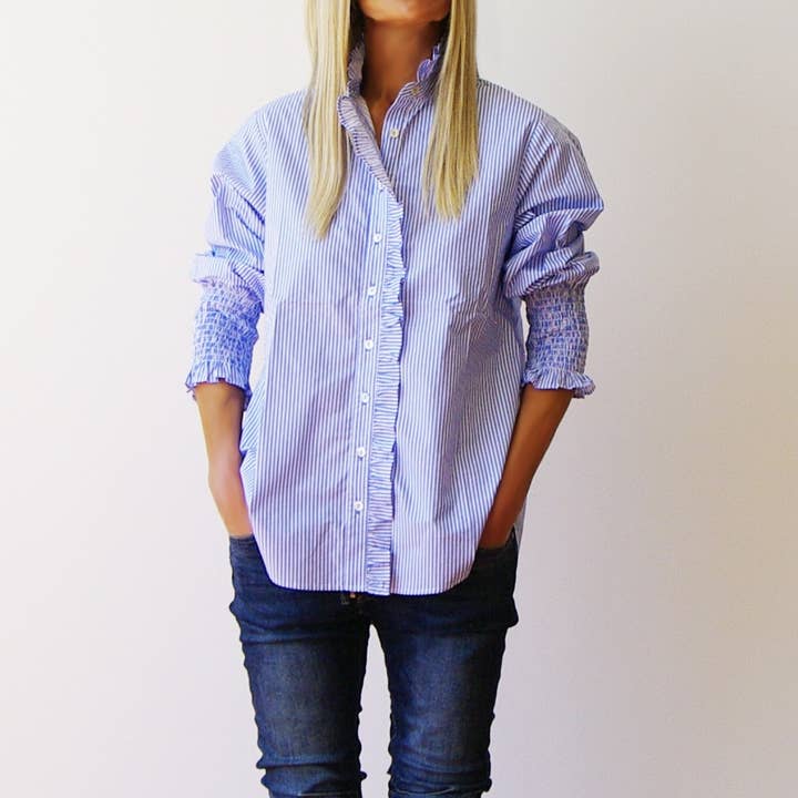 Who's Charlie - Wholesale Button Down Shirt - Women's - Poppy - Digital Print Ladies Cotton Poplin Shirt