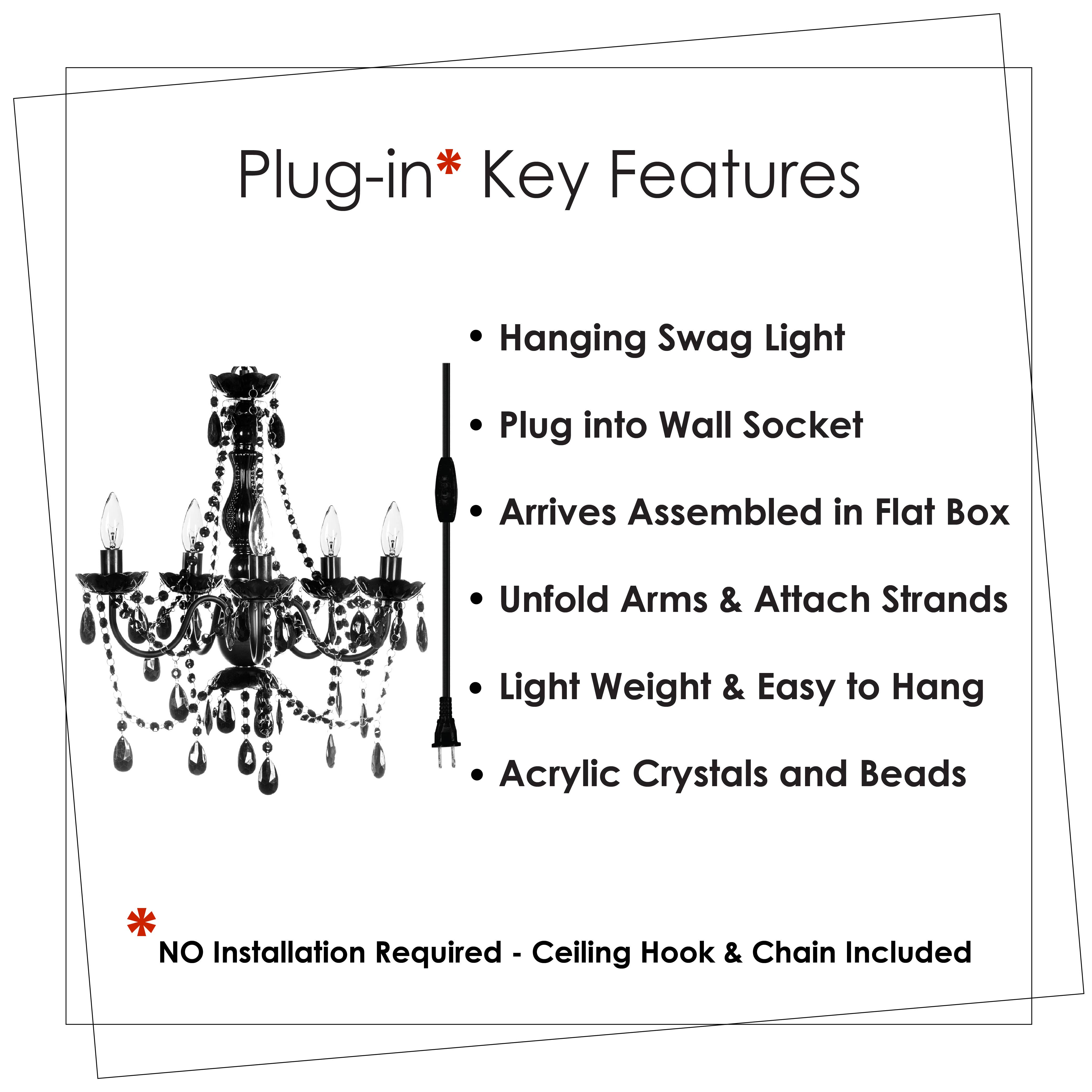 Think Brink - Wholesale Chandelier/Hanging Light - 6 Light Black Plug-in Chandelier2