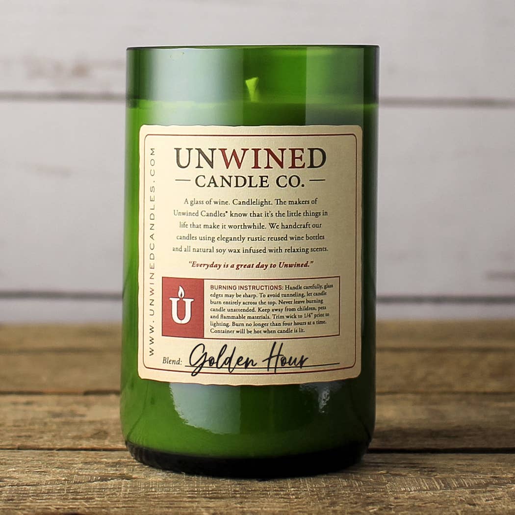 Unwined Candles - Wholesale Jar/Filled Candle - Golden Hour Signature Series - Wine Bottle Candle 1