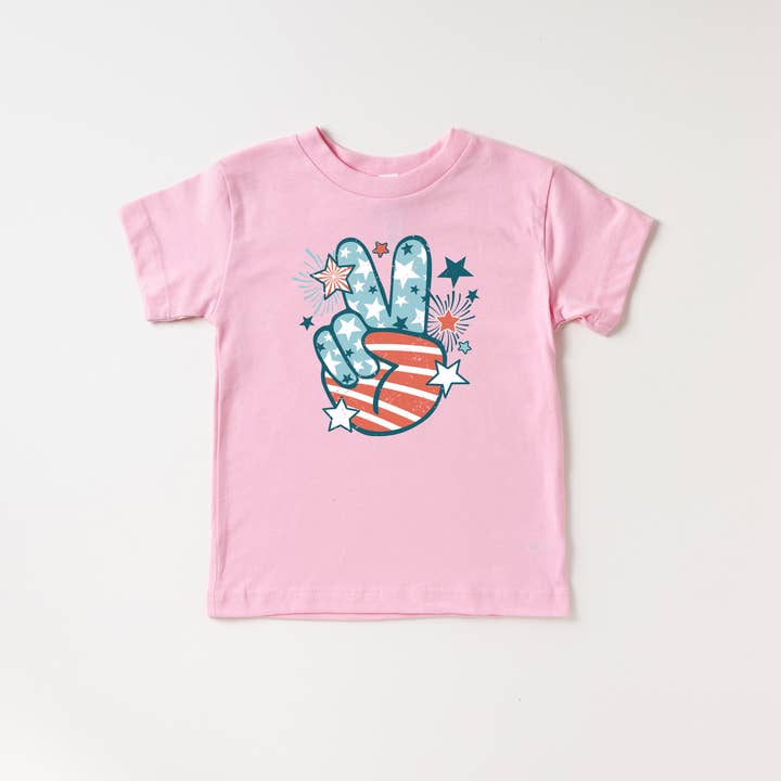 Benny & Ray Apparel - Wholesale Screen Printed T-Shirt - Kids - Peace Sign Patriotic 4th of July Shirt for Kids and Toddlers3