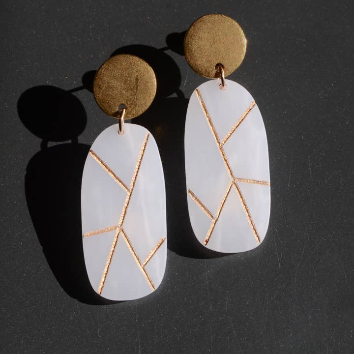 Geode Oval Post Earrings · Minimalist Lightweight Jewelry for wholesale by Bird of Virtue