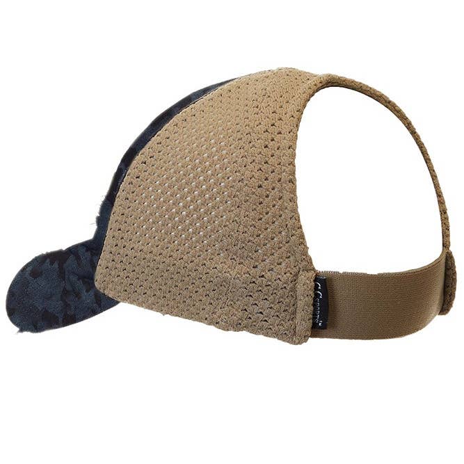 Hana - Wholesale Ponytail Cap - Women's - C.C Washed Camouflage with Stretchy Mesh Netting Pony Cap6