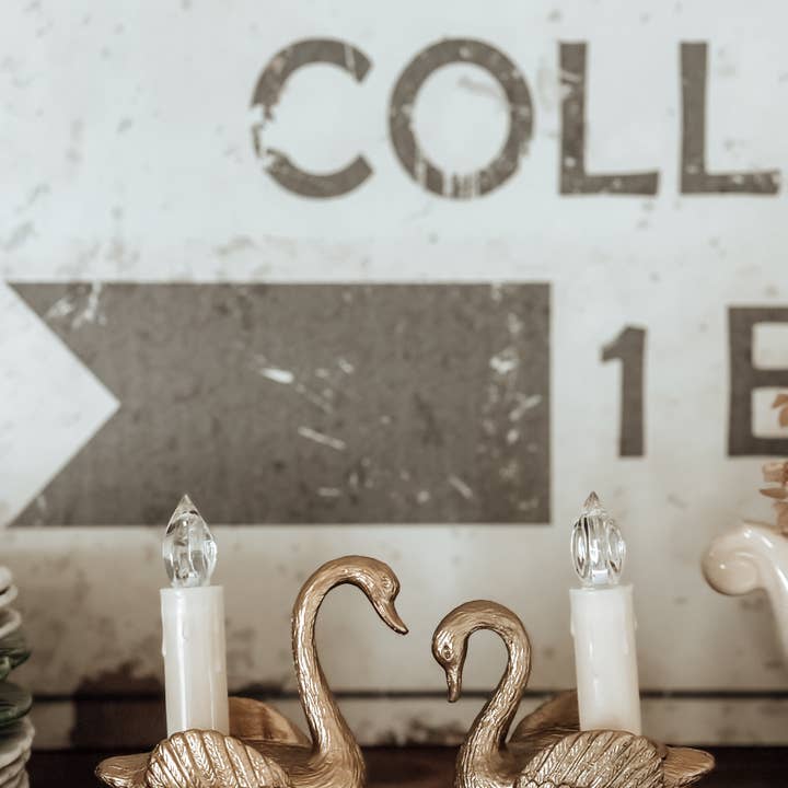 Swan Tapered Candle Holders for wholesale by Crafted Hive Culture
