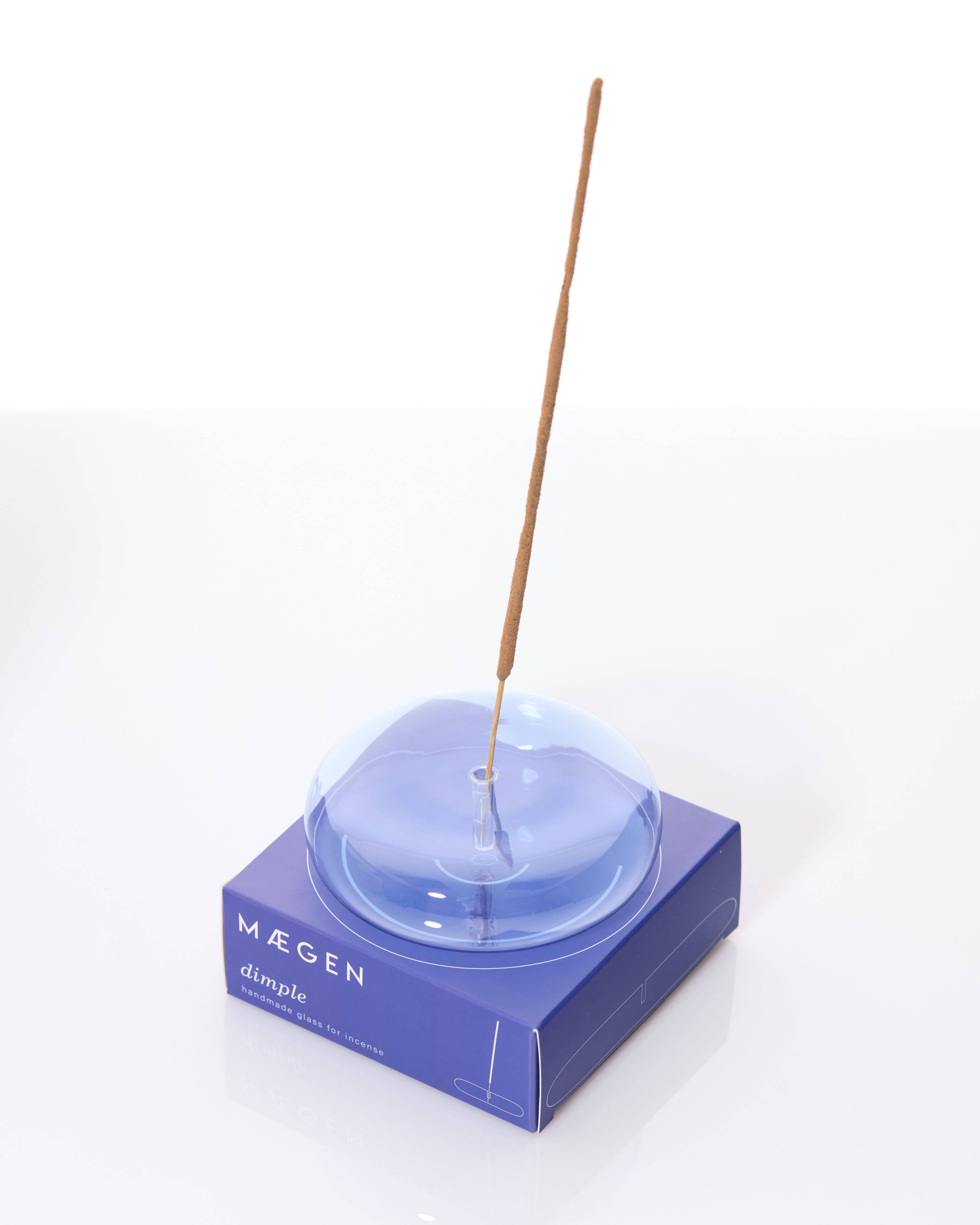 MÆGEN - Wholesale Incense Holder - Dimple - Hand Blown Glass Incense Holder Blue1