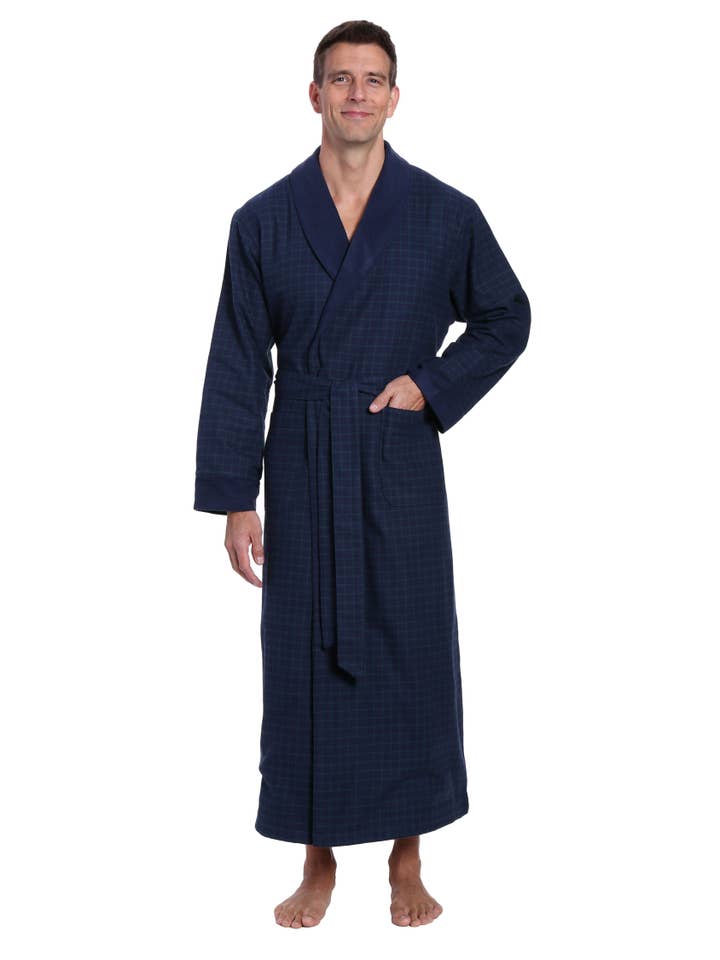 Noble Mount - Wholesale Robe – Men's - Men's Premium 100% Cotton Flannel Fleece Lined Robe15