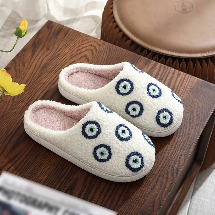 White 2024 NEW EYE PLUSH SLIPPERS_CWSHS0865 for wholesale on Faire2