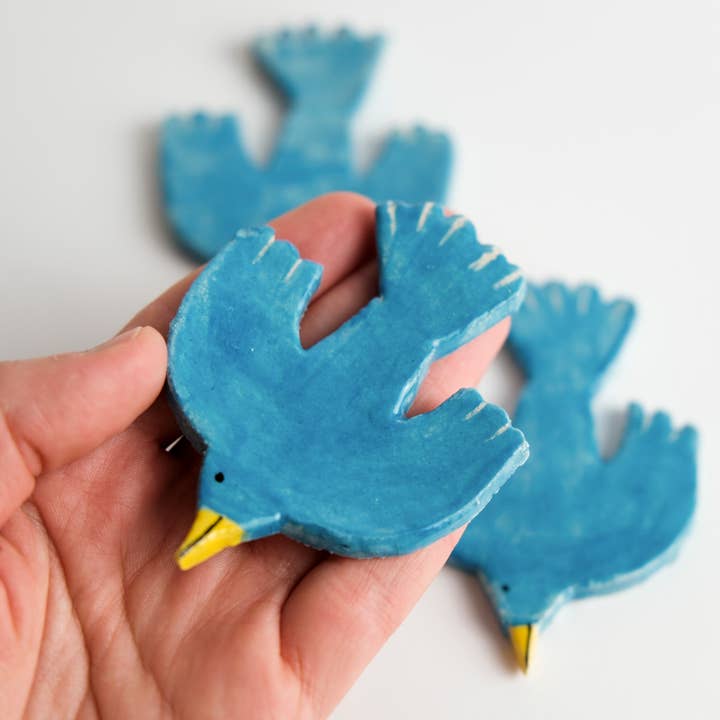 Blue Bird - Handmade Ceramic Magnets for wholesale by Matilde Horta
