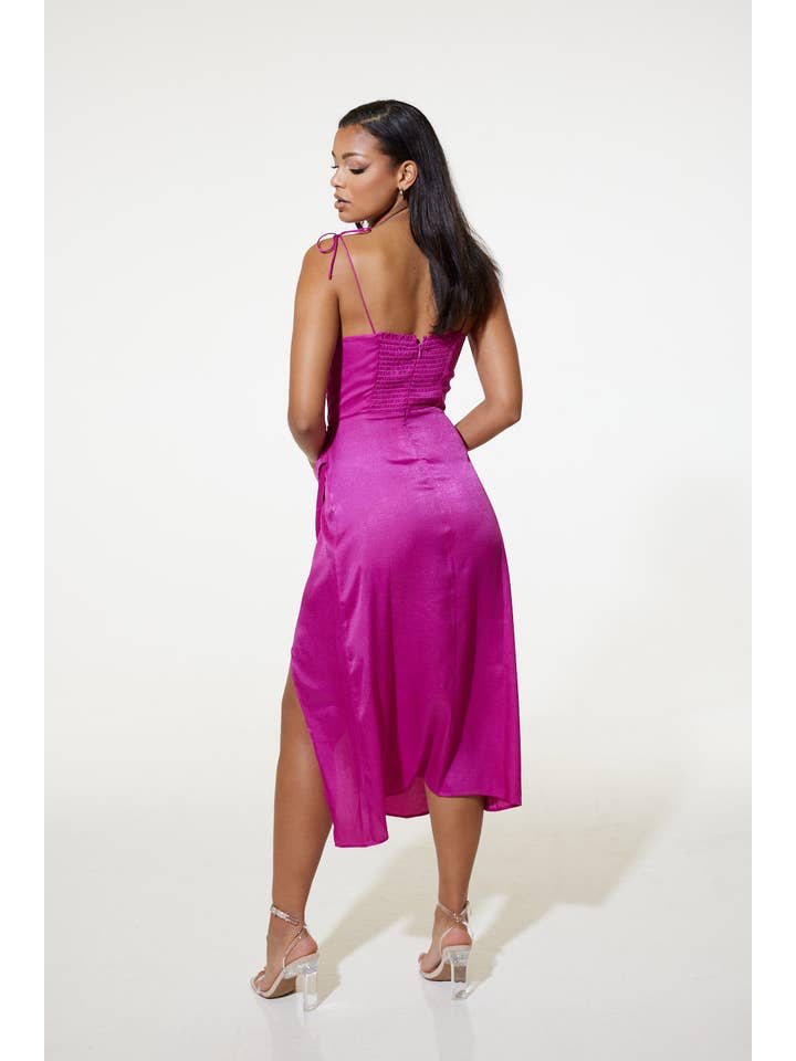 Samsara London - Wholesale Jurk - Dames - Elena-jurk in gerecyclede roze slangenjacquard3