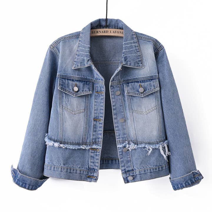 Women's Short Denim Jacket Spring Retro Waist Slimming Casual for wholesale by UZ Wholesale Store