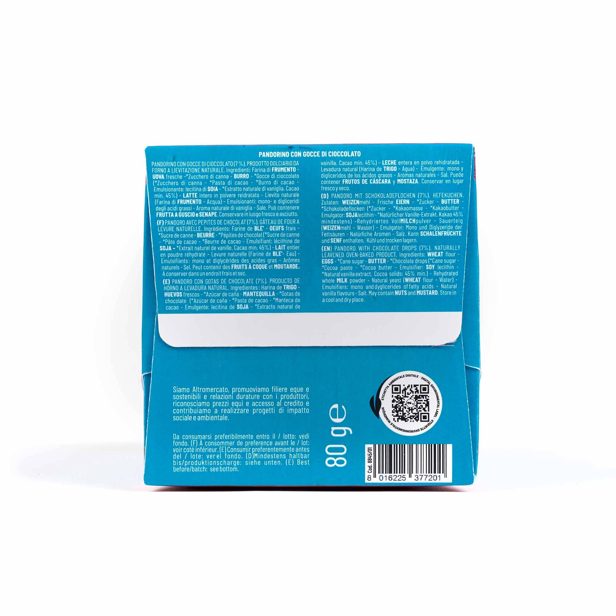 Altromercato - Wholesale Chocolate Covered Sweets - Pandorino with chocolate chips 80 g3