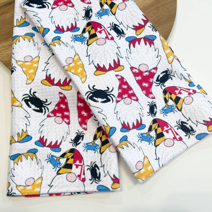 Maryland Garden Gnomos Estampado Waffle Toalha de Cozinha por atacado de Jami Creates