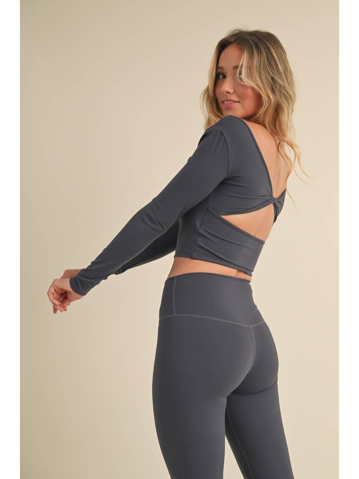 KIMBERLY C - Wholesale Athletic Top - Women's - Twist Back Long Sleeve Top57