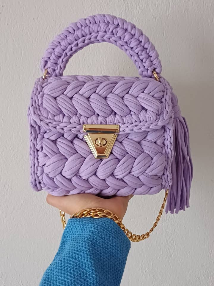 CHQE Lilac Clutch Crossbody Bag for Women, Handmade Crochet for wholesale by CHQEL