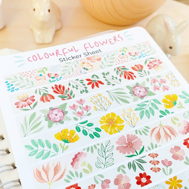 Lettoon - Wholesale Sticker - Sticker Sheet - Colourful Flower Washi Tape4