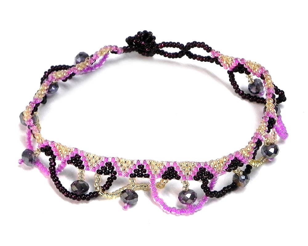 Pichincha - Wholesale Anklet - Guatemalan Crystal Beaded Loop Fringe Seed Bead Anklet10