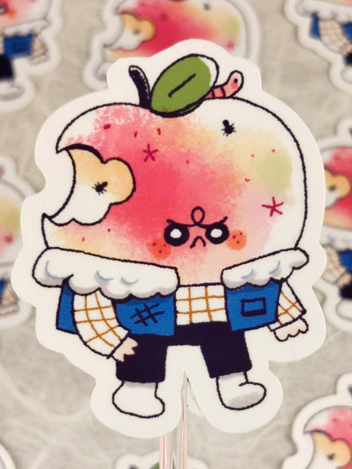 Glossy Rotten Apple Vinyl Sticker for wholesale by Hokeii Pokeii