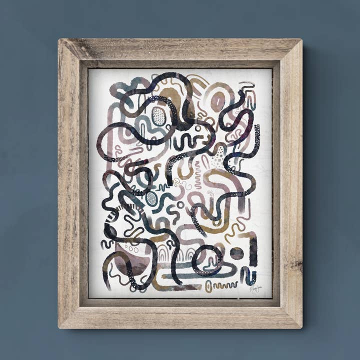 Escape Route | Imprimé mousse bleu sarcelle mauve bleu marine neutre pour la vente par Standish Design Studio