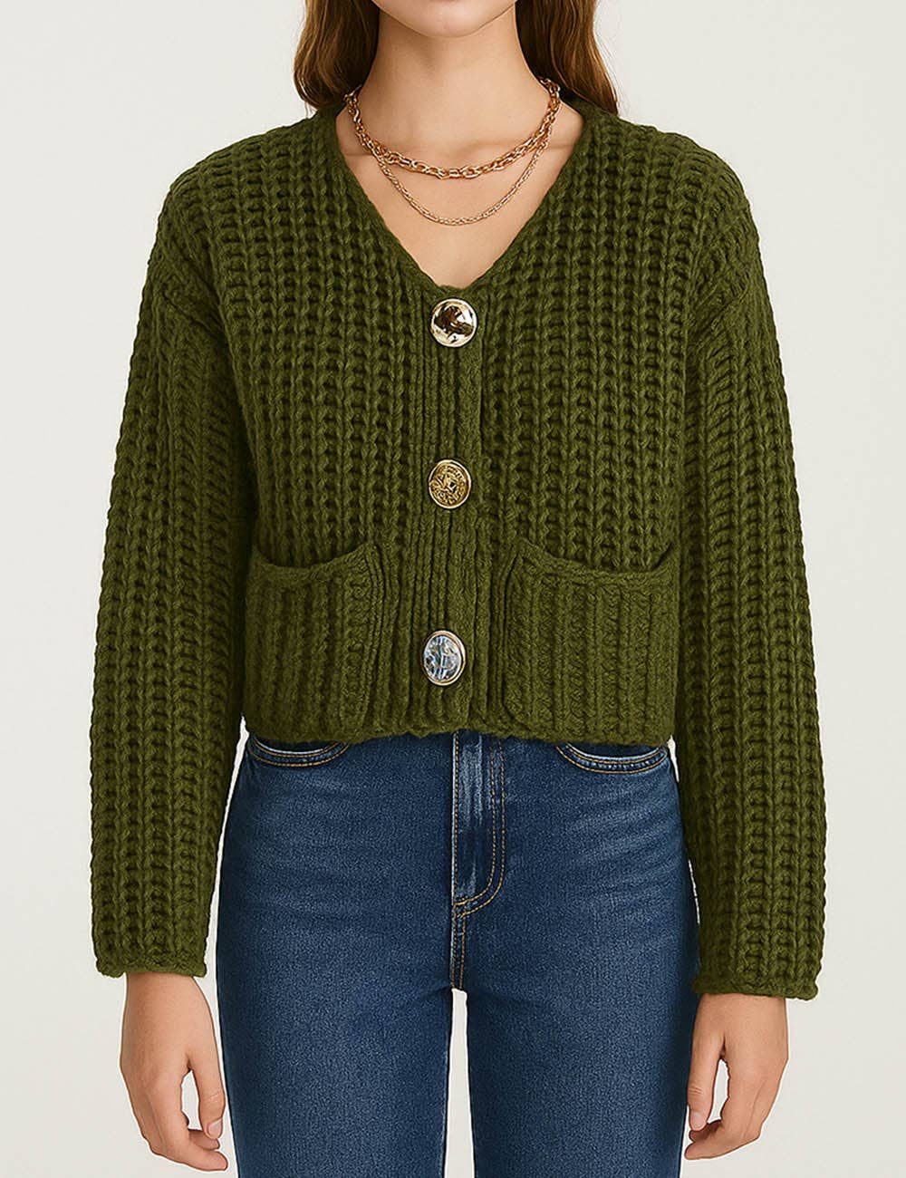 Sweetkama - Vente Cardigan – femme - Cardigan épais uni tendance pour femmes SKT46375