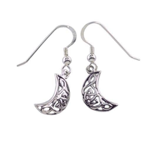 The Green Gecko - Wholesale Dangle Earrings - Crescent Moon Celtic Knot Earrings in Sterling Silver2