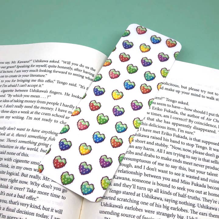 Pixel Strawberry Hearts Bookmark for wholesale by Butay Art