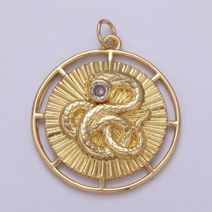 14K Goud Gevuld Slang Serpent Kronkelende Zonnestraal Open 30mm Ronde Bedel | N748 voor wholesale door Aim Eternal