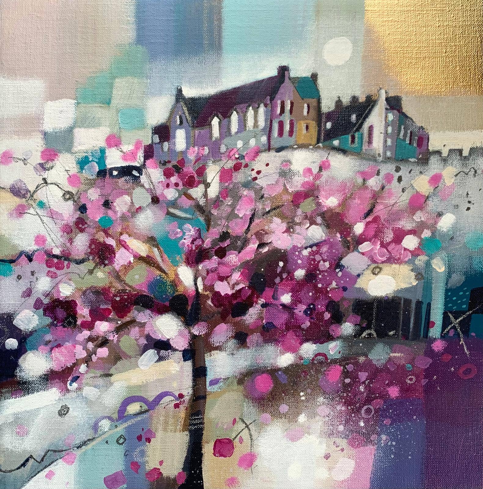 Emma S Davis Artist – Impressão artística por atacado – 'Flores na Princes Street, Edimburgo' - Impressão de Edição Aberta3