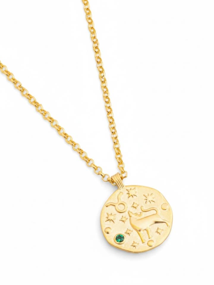 Zodiac Birthstone Talisman Necklace Taurus Gold for wholesale by Latelita