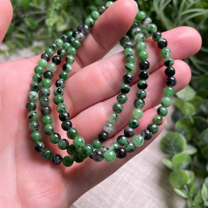 Copper Ashes - Wholesale Beaded Bracelet - Ruby in Zoisite 4mm Beaded Bracelet2