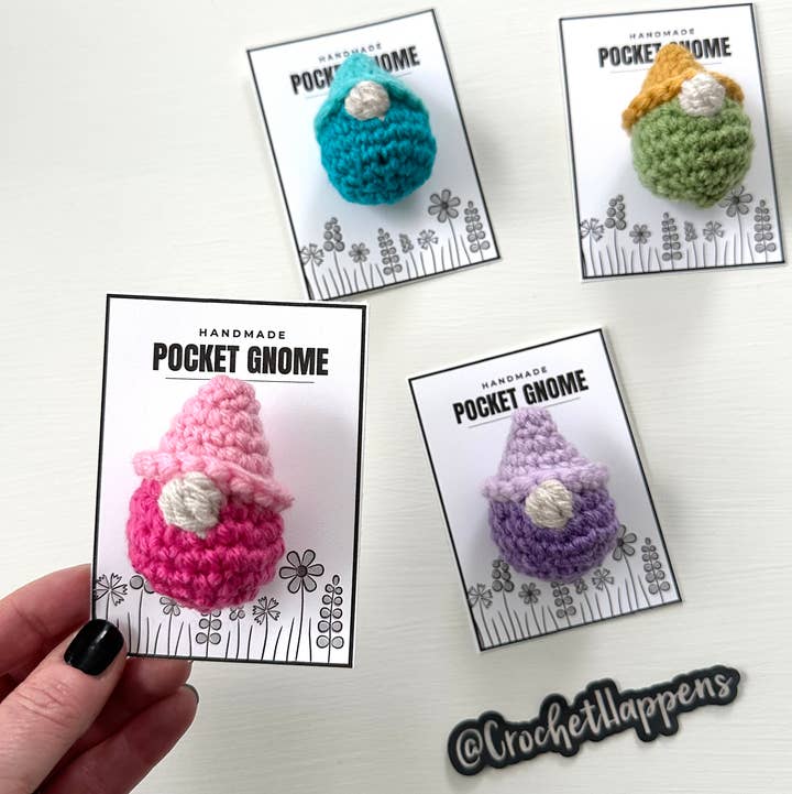 Crochet Happens - Wholesale Decorative Tabletop Object - Pocket Gnomes - Set of 4 - Made to Order1