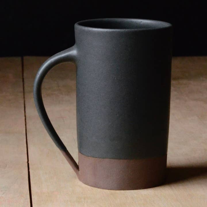 Mug - Matte Black - 16 ounces for wholesale by Rose Line Pottery