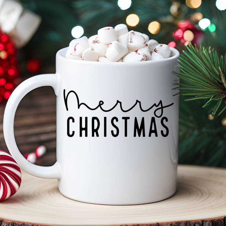 Merry Christmas Cursive - Cute Christmas Coffee Mug KTJ07 for wholesale by House Of Rodan
