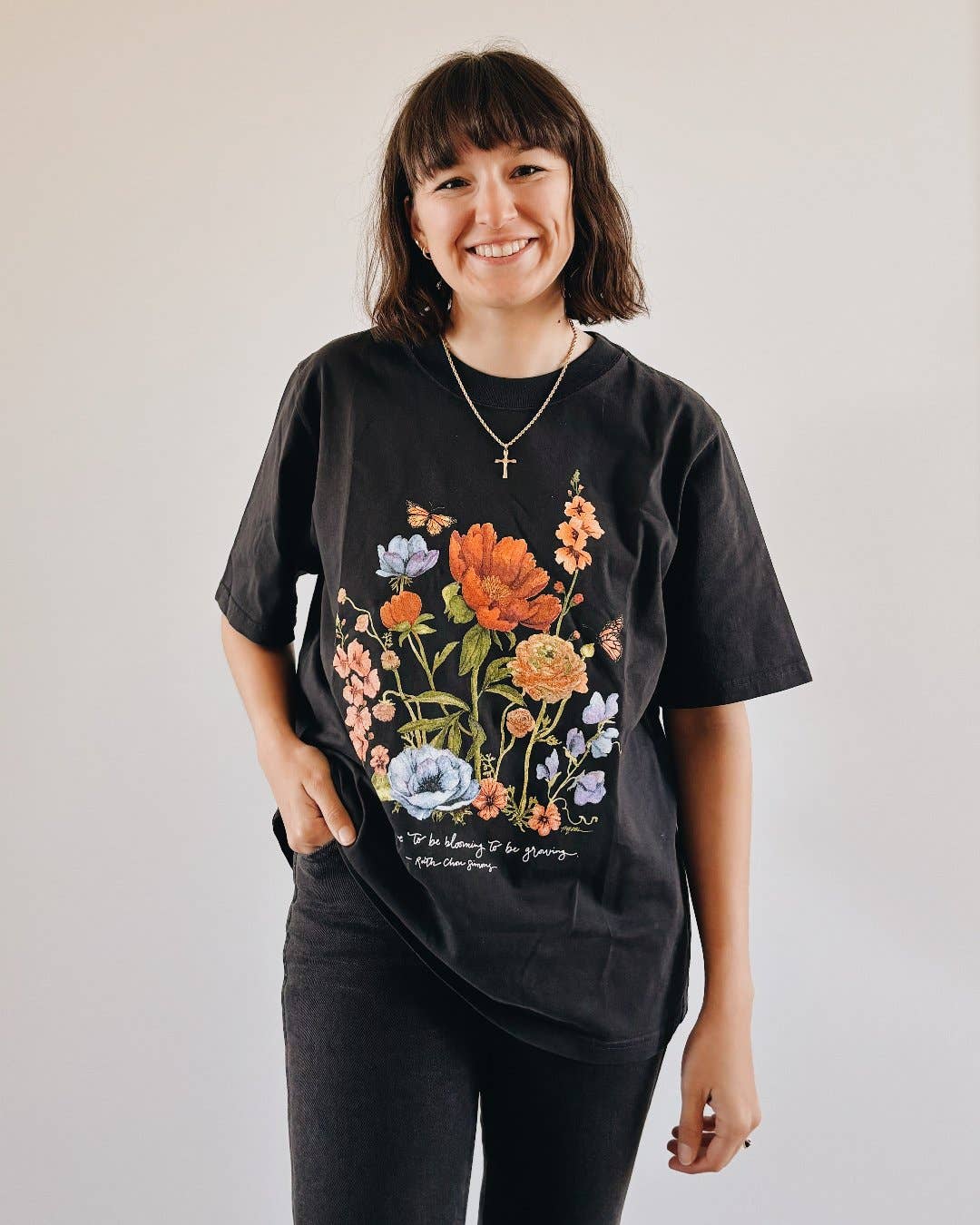 GraceLaced by Ruth Chou Simons - Wholesale Screen Printed T-Shirt - Women's - You Don’t Have To Be Blooming To Be Growing T-Shirt3