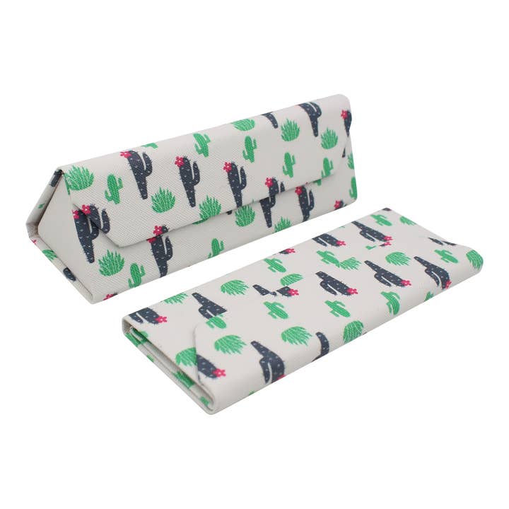 Cactus Print Small Glasses Case – Succulent – Vegan Leather for wholesale by Real Sic