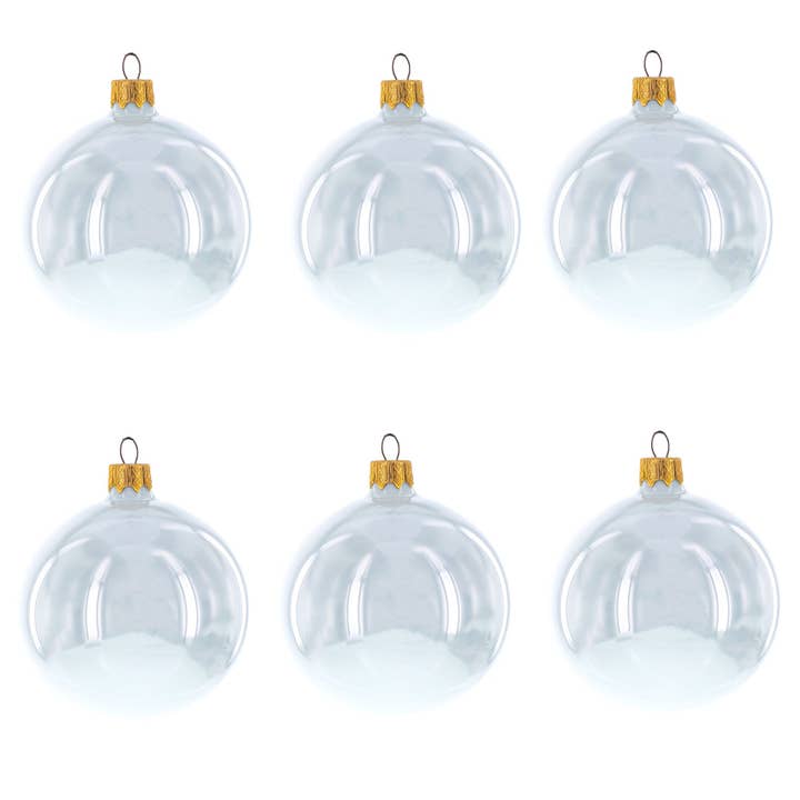 Set van 6 Witte Glanzende Glazen Ornamenten voor wholesale door BestPysanky