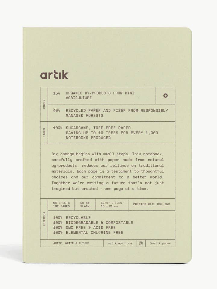 Artik Hard Cover Journal | Plain | Kiwi for wholesale by Artık