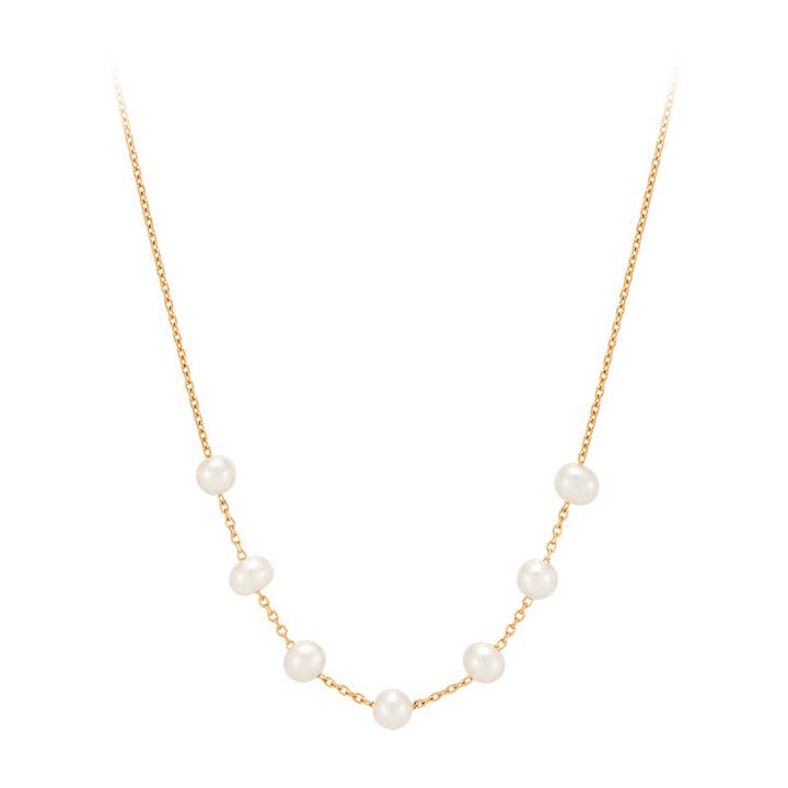 Ferskvandsperle halskæde - Sterling sølv for engroshandel hos Musemond