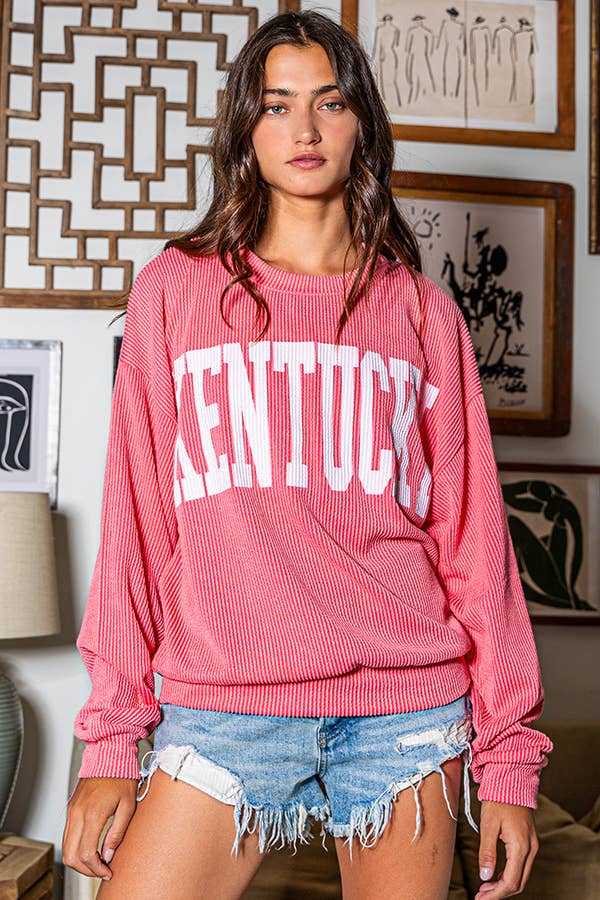 KELLY GREEN T1770M 'KENTUCKY' Comfy Oversize Graphic Sweatshirt, Gameday for wholesale on Faire1