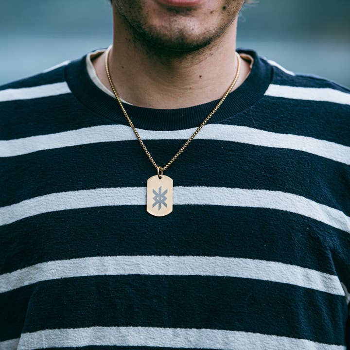 Ciondolo con runa singola - Collana con targhetta soldato di protezione - Acciaio inossidabile per la vendita all'ingrosso da parte di Arthousefern