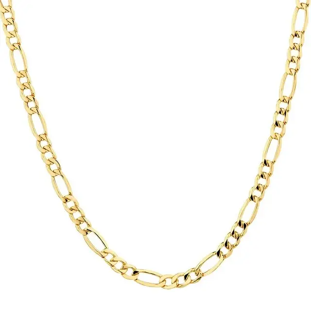 Karrbear - Wholesale Link & Chain Necklace - 4mm Figaro Chain Necklace 24k Gold for Men Wome2