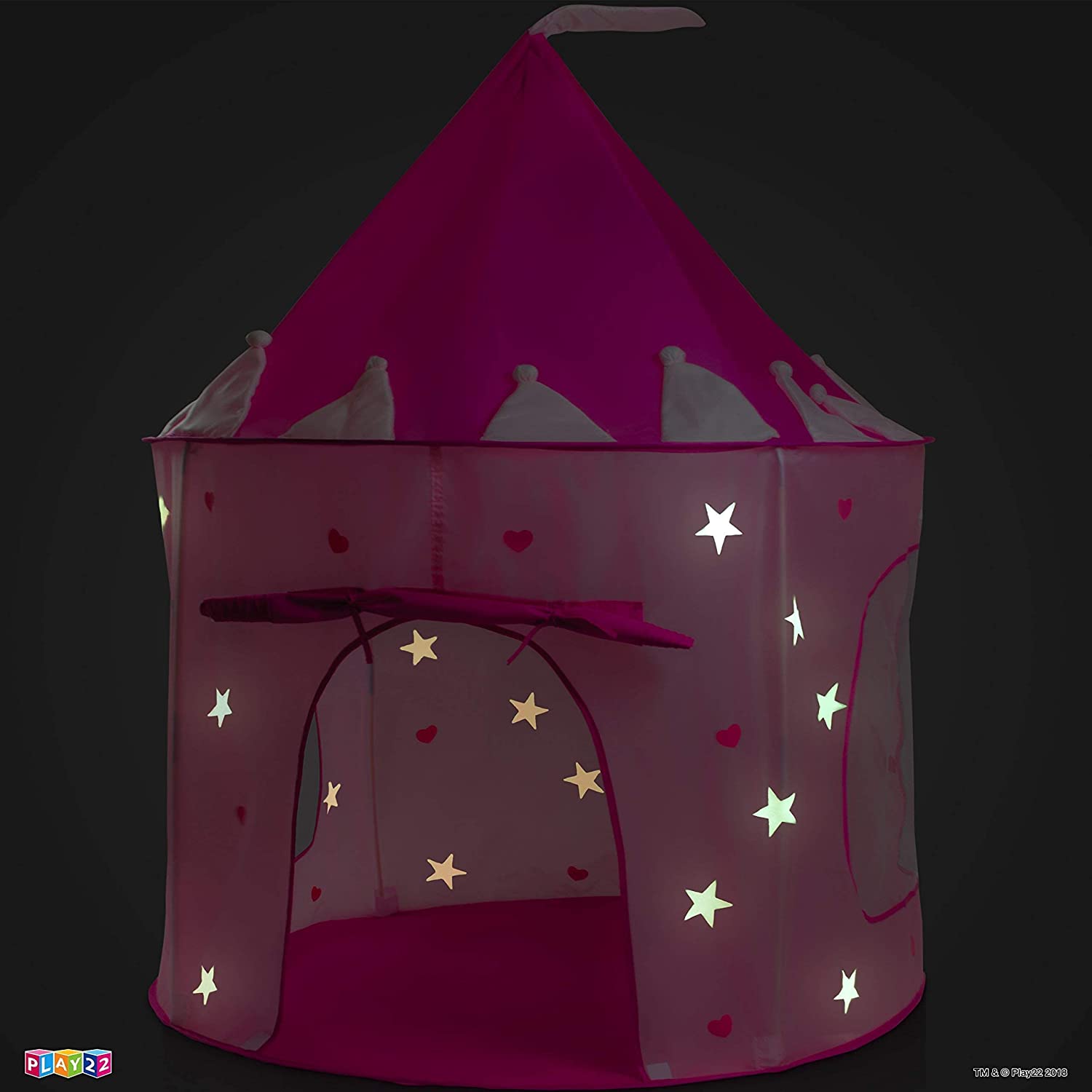 Play22 - Vendita all'ingrosso Tenda - Bambini - Tenda da Gioco Principessa Castello Rosa che Brilla al Buio con Stelle3