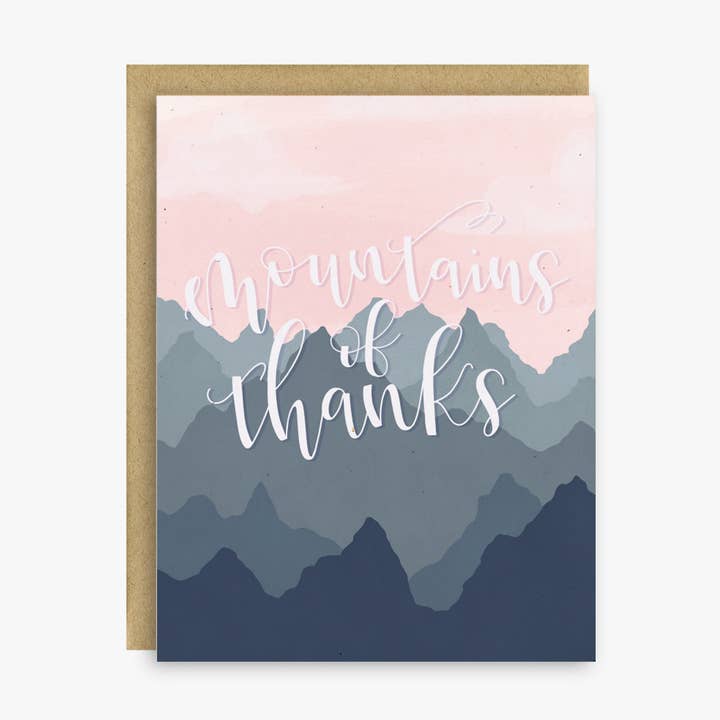Mountains Of Thanks Thank You Card for wholesale by Little Lovelies Studio