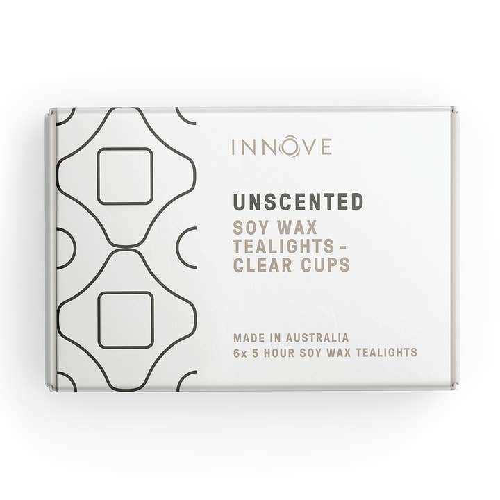 Unscented Soy Tealight Candles - 6 Pack, Clear Cups for wholesale by INNOVE