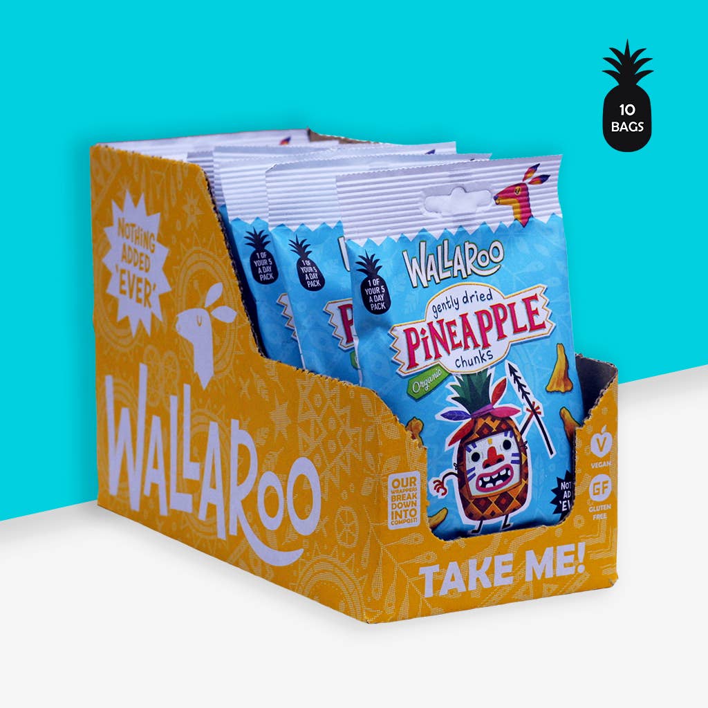 WALLAROO – wholesale Dried/dehydrated fruit – Wallaroo Organic Dried Pineapple Chunks 10x30g7