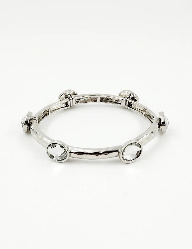 Pretty Persuasions - Wholesale Bangle Bracelet - B25034 Glass Bead/Faux Pearl Adorned Stretch Bangle Bracelet9