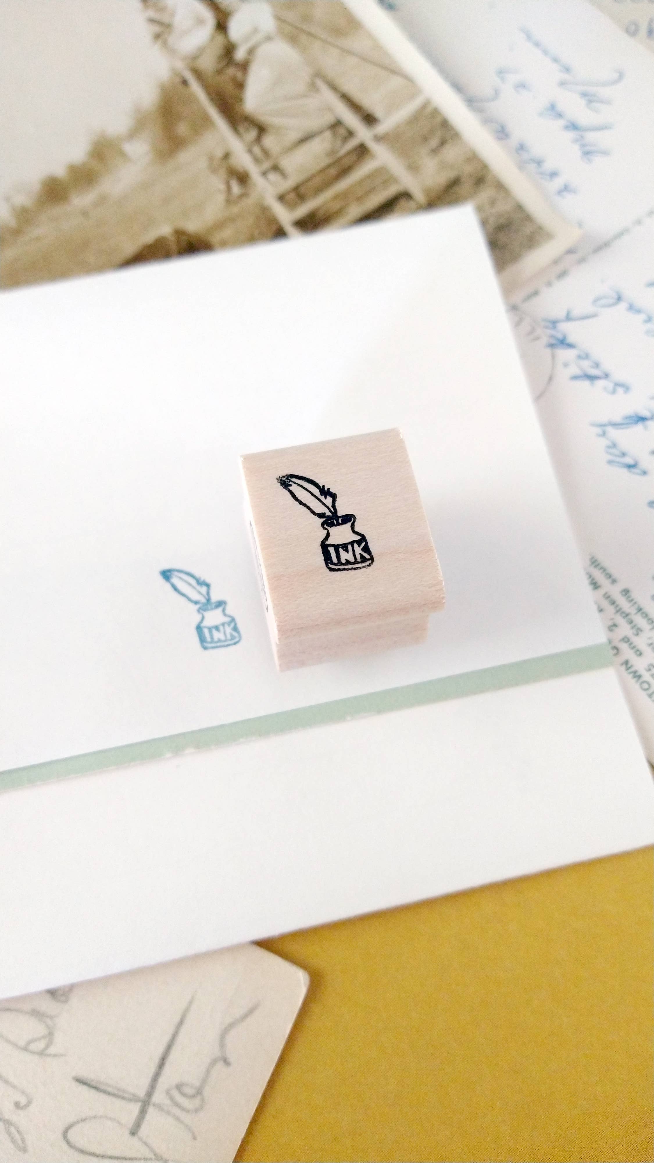 Peppercorn Paper - Wholesale Rubber/Decorative Stamp - Ink and Feather Mini Stamp 2