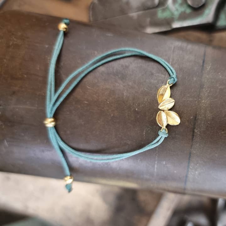 Vermeil bracelet with textile cord AUTUMN XS4 for wholesale by ALEGRIA B.