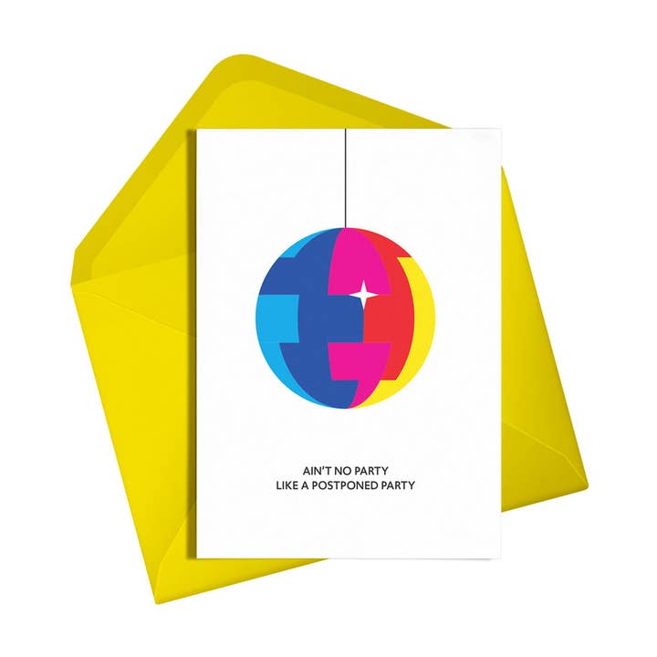 Ain't No Party Like a Postponed Party Card | Belated | Disco for wholesale by Alphablots